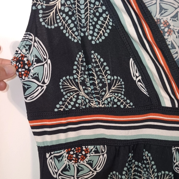 Max Edition Black & Cream Deep V-Neck Summer Dress - Picture 4 of 13